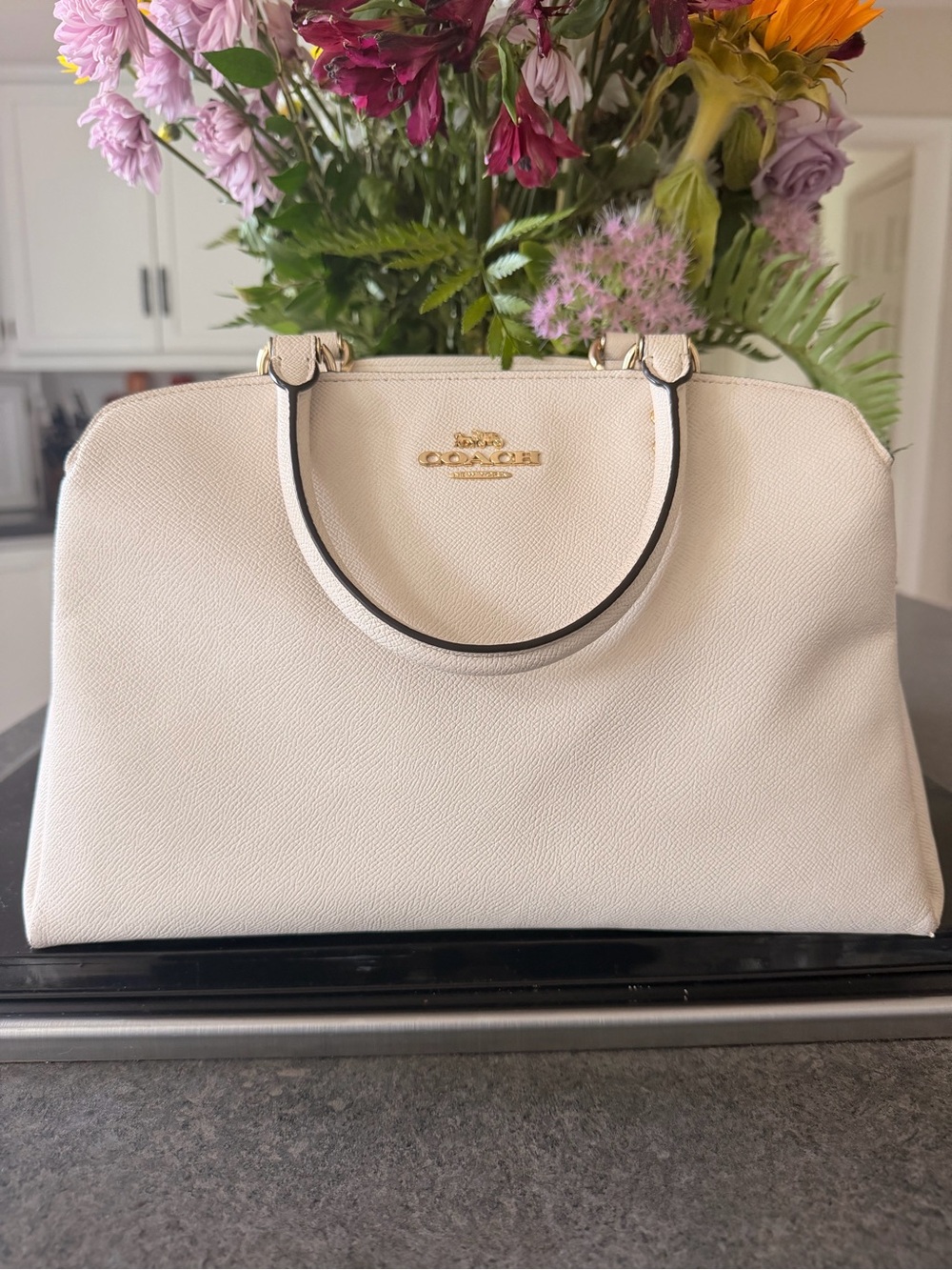 Coach Ivory Purse with Gold Accents